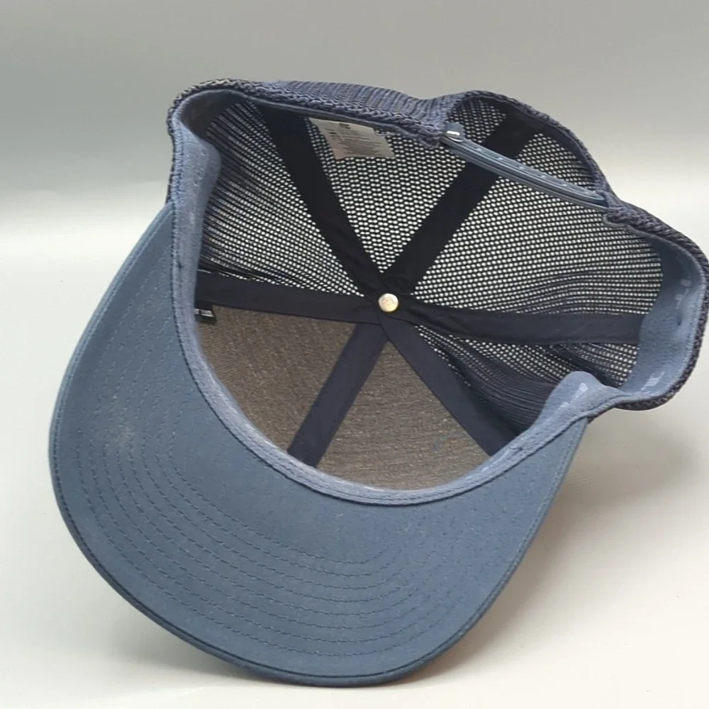 TravisMathew Baseball Cap Hat Navy Blue Palm Tree Patch Flexfit 110 Adjustable